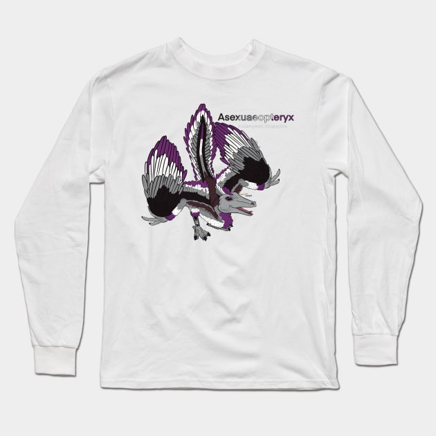 Asexuaeopteryx w/Text - Asexual Pride Archaeopteryx Long Sleeve T-Shirt by tygerwolfe